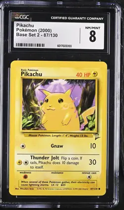 2000 Pokemon Pikachu #87/130 CGC 8 - Image 1