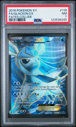 2016 POKEMON XY FATES COLLIDE #116 FULL ART/GLACEON EX PSA 7 - Image 1