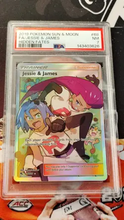 Jessie & James PSA 7 2019 Pokemon Sun & Moon Hidden Fates Full Art 68/68 - Image 1