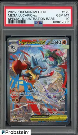 2025 Pokemon MEG EN #179 Mega Lucario ex Special Illustration Rare PSA 10 - Image 1