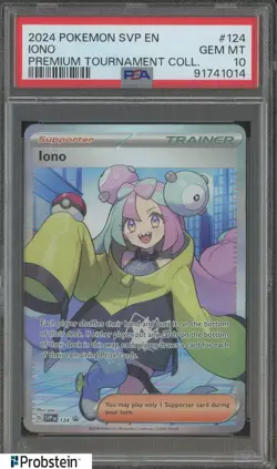 2024 Pokemon SVP EN Premium Tournament Collection #124 Iono PSA 10 GEM MINT - Image 1