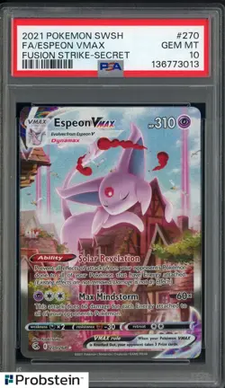 2021 Pokemon SWSH Fusion Strike Secret #270 Espeon Vmax Fa PSA 10 GEM MINT - Image 1