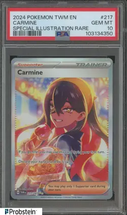 2024 Pokemon TWM EN #217 Carmine Special Illustration Rare PSA 10 GEM MINT - Image 1