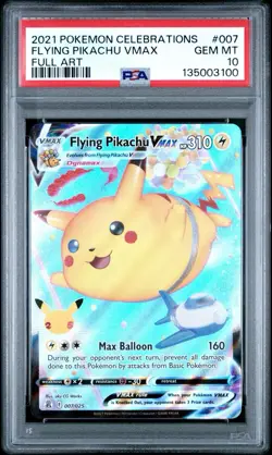 2021 POKEMON CELEBRATIONS #007 FULL ART/FLYING PIKACHU VMAX PSA 10 - Image 1