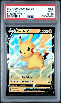 PSA 9 (OC) Pikachu V 2021 Pokemon Fusion Strike #86 - Image 1