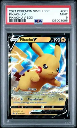 2021 POKEMON SWSH BLACK STAR PROMO PIKACHU V BOX #061 PIKACHU V PSA 9 - Image 1