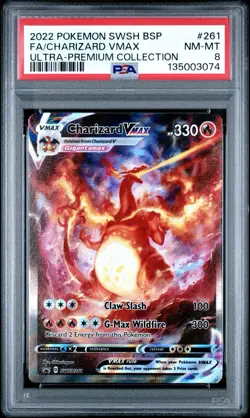 2022 POKEMON SWSH BLACK STAR PROMO #261 FA/CHARIZARD VMAX PSA 8 - Image 1