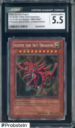 2004 Yu-Gi-Oh! YMA-EN001 Prismatic Secret Rare LE Slifer The Sky Dragon CGC 5.5 - Image 1