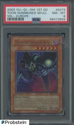 2003 Yu-Gi-Oh! 1st Ed SRL Europe #E073 Toon Summoned Skull PSA 8 NM-MT - Image 1