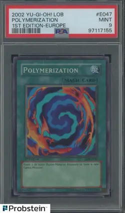 2002 Yu-Gi-Oh! LOB #E047 Polymerization 1st Ed Europe PSA 9 - Image 1