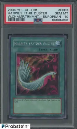 2004 Yu-Gi-Oh! W. Champ Trnmnt Europe #E003 Harpie's Feather Duster PSA 10 - Image 1