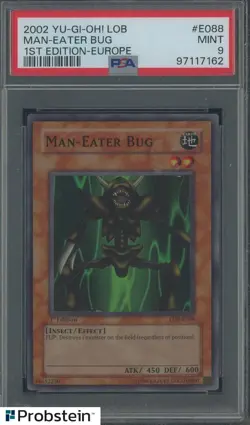 2002 Yu-Gi-Oh! LOB 1st Edition Europe #E088 Man-Eater Bug PSA 9 MINT - Image 1