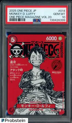 Monkey D Luffy One Piece Mag Vol. 20 Promo #ST21-014 Japan PSA 10 GEM MT - Image 1