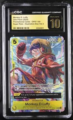CGC 10 Pristine - Monkey D. Luffy OP07-109 Illustration Box 3 Promo One Piece A - Image 1