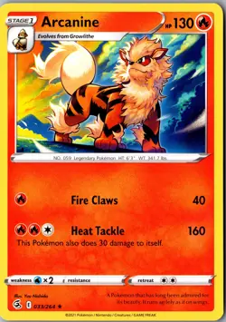 Arcanine 033/264 Rare SWSH08: Fusion Strike LP Pokemon Card - Image 1
