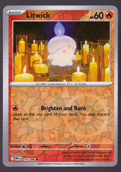 Litwick White Flare 016/086 Reverse Holo Pokemon TCG Card NM - Image 1