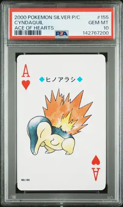 2000 POKEMON SILVER VERSION PLAYING CARDS ACE OF HEARTS #155 CYNDAQUIL PSA 10 - Image 1