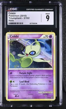 CGC 9 MINT Celebi 2010 Triumphant 3/102 Holo Pokemon Card - Image 1