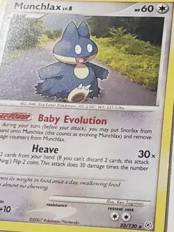 Munchlax 33/130 LP - Diamond Pearl Pokemon Card - Ken Sugimori Art - Image 2