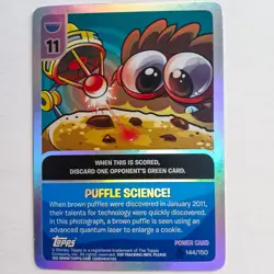 Club Penguin Card-Jitsu Puffle Science! Power Card 144/150 Foil Topps Disney - Image 1