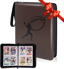 400 Card Pocket Binder with Strap 4 Pocket Trading Cards Album Folder, Football - Image 1