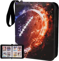 400 Card Pocket Binder with Strap 4 Pocket Trading Cards Album Folder, Football - Image 4