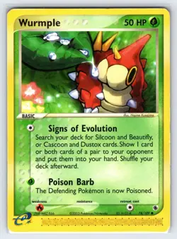 Wurmple 78/109 EX Ruby & Sapphire Pokemon Card e-Series Non Holo Common - Lp/Mp - Image 1