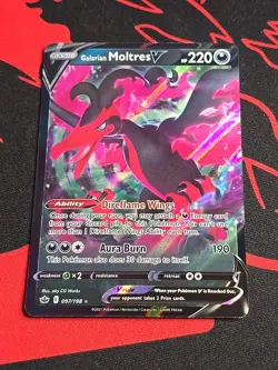 Pokemon card TCG Galarian Moltres V Chilling Reign 097/198 Holo ULTRA RARE NM - Image 1