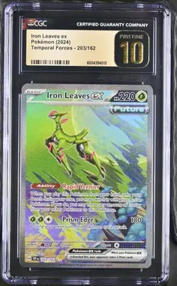 Pokemon Iron Leaves ex 2024 Temporal Forces 203/162 CGC PRISTINE 10 - Image 1