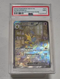 2023 POKEMON MEW EN-151 SPECIAL ILLUSTRATION RARE #201 ALAKAZAM EX PSA 9 - Image 1
