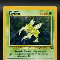 Pokemon TCG Scyther Jungle 10/64 Holo Unlimited Holo Rare LP - Image 2