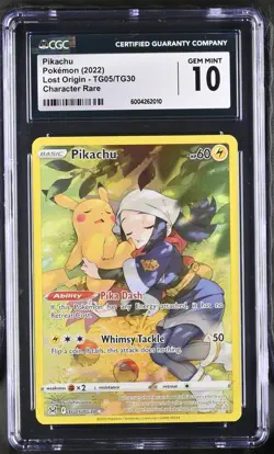 Pokemon Pikachu 2022 Lost Origin #TG05/TG30 Trainer Gallery Holo CGC 10 - Image 1