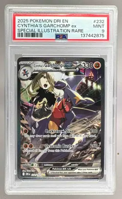 137442875 Cynthia's Garchomp ex 2025 Pokemon Destined Rivals #232 SIR PSA 9 - Image 1
