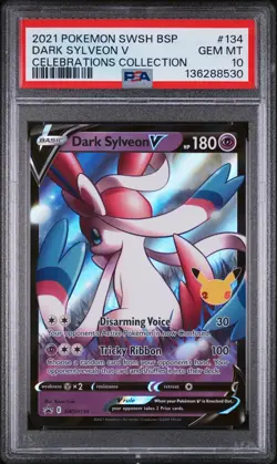2021 POKEMON SWSH BLACK STAR PROMO CELEBRATIONS COLL #134 DARK SYLVEON V PSA 10 - Image 1