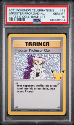 2021 POKEMON CELEBRATIONS CLASSIC COLL #73 IMPOSTER PROFESSOR OAK-HOLO PSA 10 - Image 1