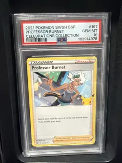 2021 POKEMON SWSH BLACK STAR PROMO CELEBRATIONS COLL PROFESSOR BURNET PSA 10 - Image 1