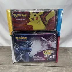 Pokemon Pencil Case/Treasure Chest 2 Tin Set - 7 packs, 3 Holograms. - Image 1