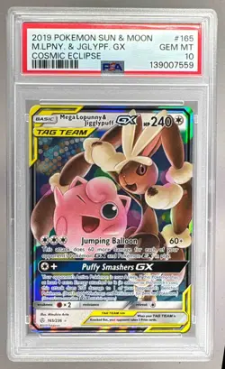 139007559 Mega Lopunny Jigglypuff GX 2019 Pokemon SM Cosmic Eclipse #165 PSA 10 - Image 1