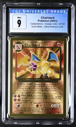 Pokemon Charizard 2021 Celebrations Gold Metal- Classic Coll. 4/102 CGC 9 - Image 1