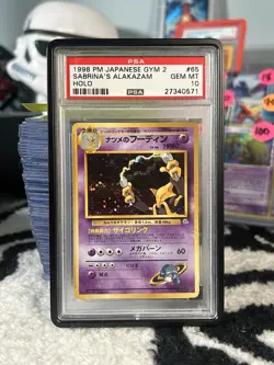 1999 Pokemon Gym 2 SABRINA’S ALAKAZAM #65 Japanese PSA 10 SWIRL - Image 2