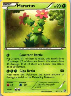 Pokemon TCG Maractus 12/114 Black White LP - Image 1