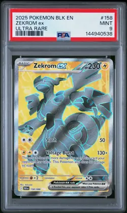 144940538 Zekrom ex 2025 Pokemon Black Bolt #158 Ultra Rare PSA 9 - Image 1
