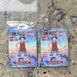 Bandai Namco One Piece CCG US Voyage Monkey D. Luffy Promo Holo 2 Cards - Image 1