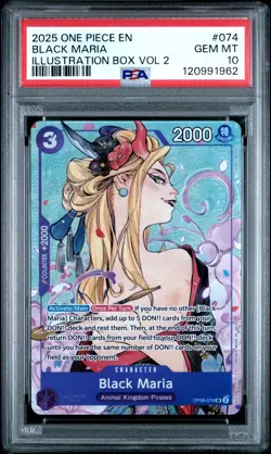 2025 ONE PIECE PROMOS ILLUSTRATION BOX VOL.2 #074 BLACK MARIA PSA 10 - Image 1
