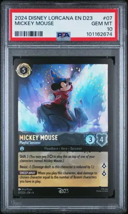 2024 DISNEY LORCANA EN D23 MICKEY MOUSE PLAYFUL SORCERER #07/D23 PSA 10 - Image 1