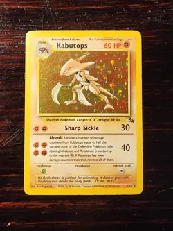 Pokemon TCG Fossil Unlimited Holo Rare Kabutops Card 9/62 - Image 1