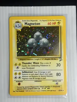 Pokemon TCG Magneton 2 Holo Rare Card 9/130 Base Set 2 Very Clean With Semi Swir - Image 1