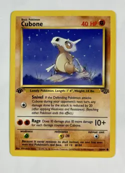 Cubone 1999 Pokemon Game Jungle 1st Edition Common #50/64 * Light Play - Image 1