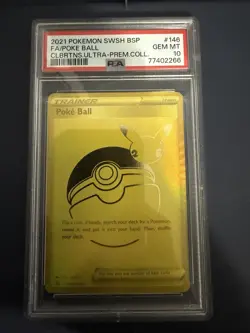 Pokemon Poke Ball SWSH146 Gold Celebrations Card Anniversary UPC Edition, PSA 10 - Image 1