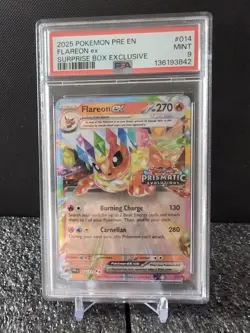 Flareon ex #014 PSA 9 MINT Stamped Surprise Box Exclusive Prismatic Evolutions - Image 1